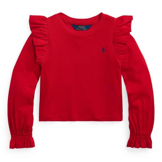 Ralph Lauren Childrenswear Girls   2-6X  Ruffled Cotton-Modal Long Sleeve Top