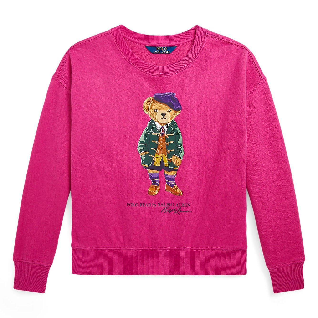 Ralph Lauren Childrenswear Junior s Girl s Polo Bear Fleece Sweatshirt Pink Size Small
