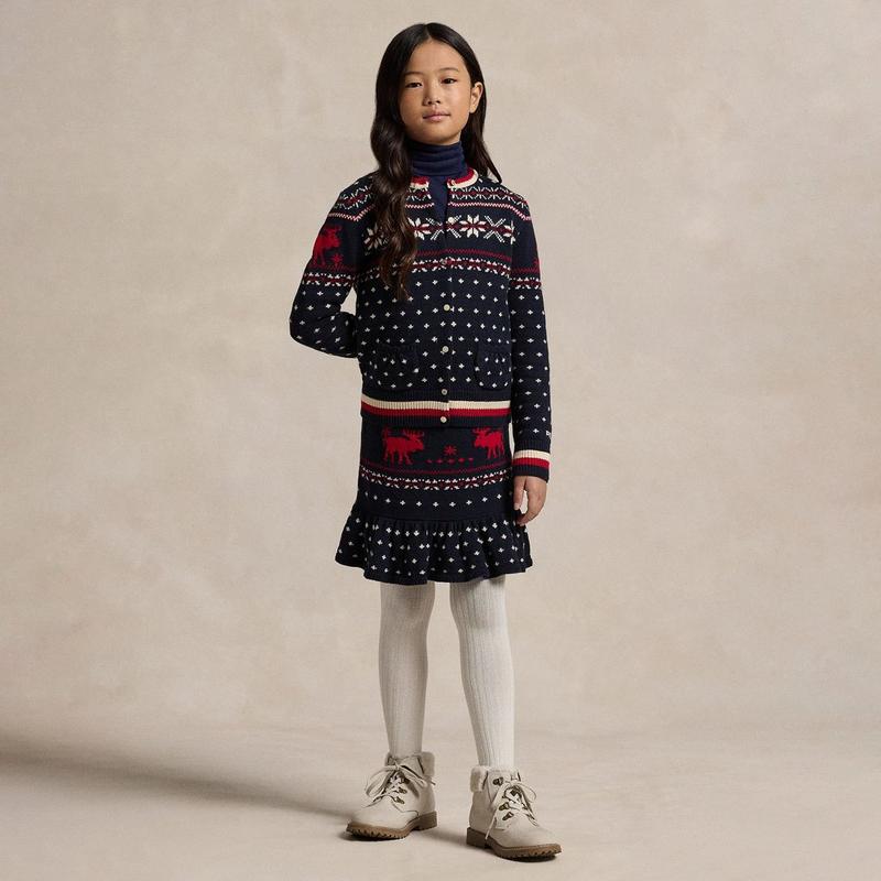 Polo Ralph Lauren Jupe &agrave; basque en coton-laine Snowflake pour filles juniors [7-16]