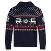 Junior Boys   8-20  Reindeer Cotton-Blend Shawl Sweater