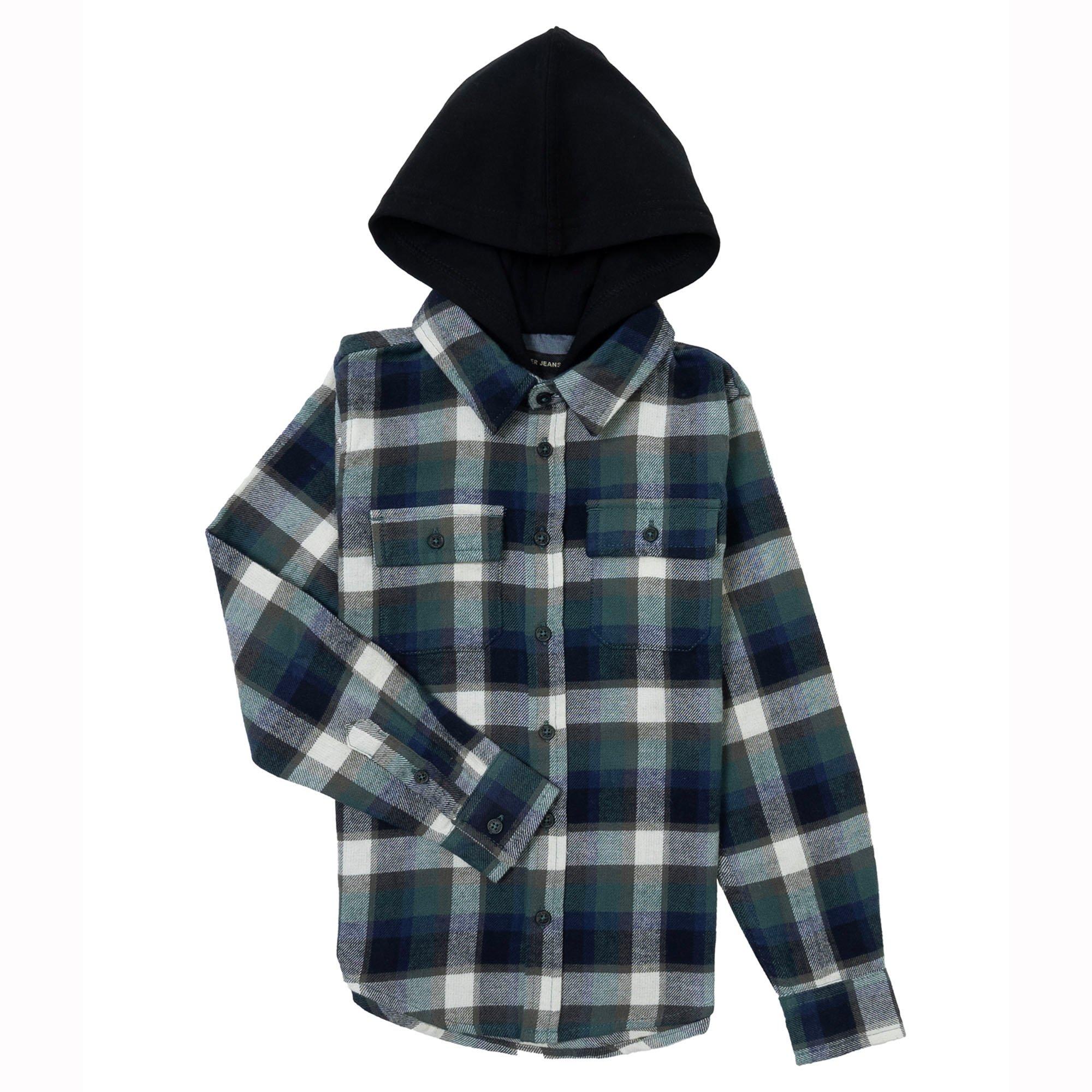 Green hooded flannel hotsell