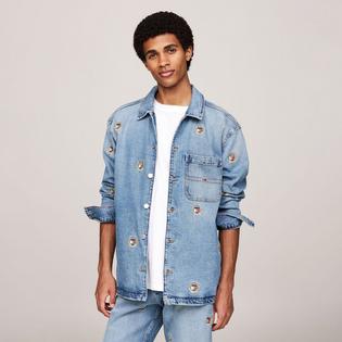 Men's Embroidered Crest Denim Overshirt