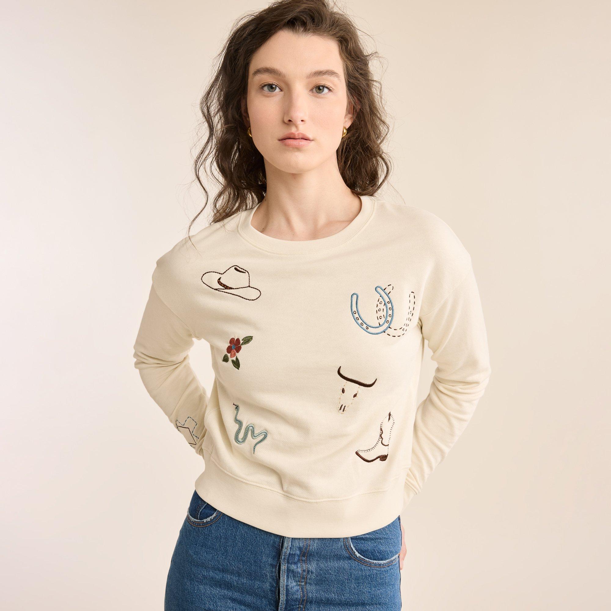 Pendleton | Women's Western Graphic French Terry Pullover Sweatshirt, Ivory, Size XL