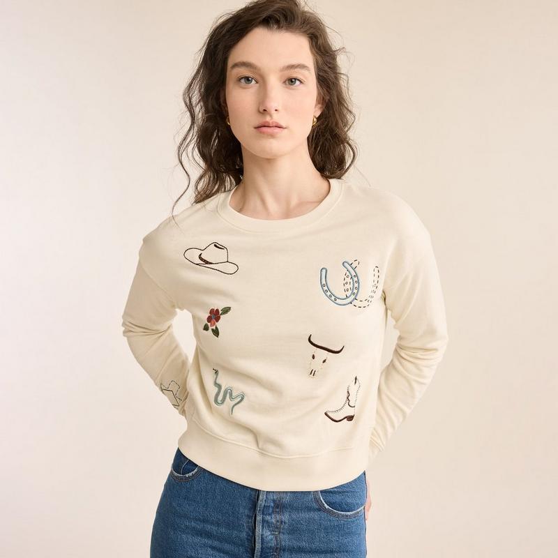 Pendleton Chandail &agrave; col rond en molleton graphique western pour femmes