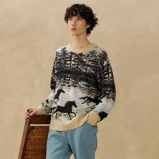 Kuwalla Men's Wild Stallion Jacquard Knit Sweater