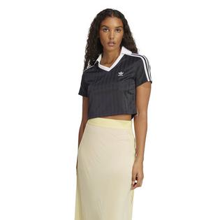 adidas Originals Polo court à col  V en jacquard Adicolor Football pour femmes