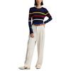 Women s Striped Cable Knit Cotton Sweater