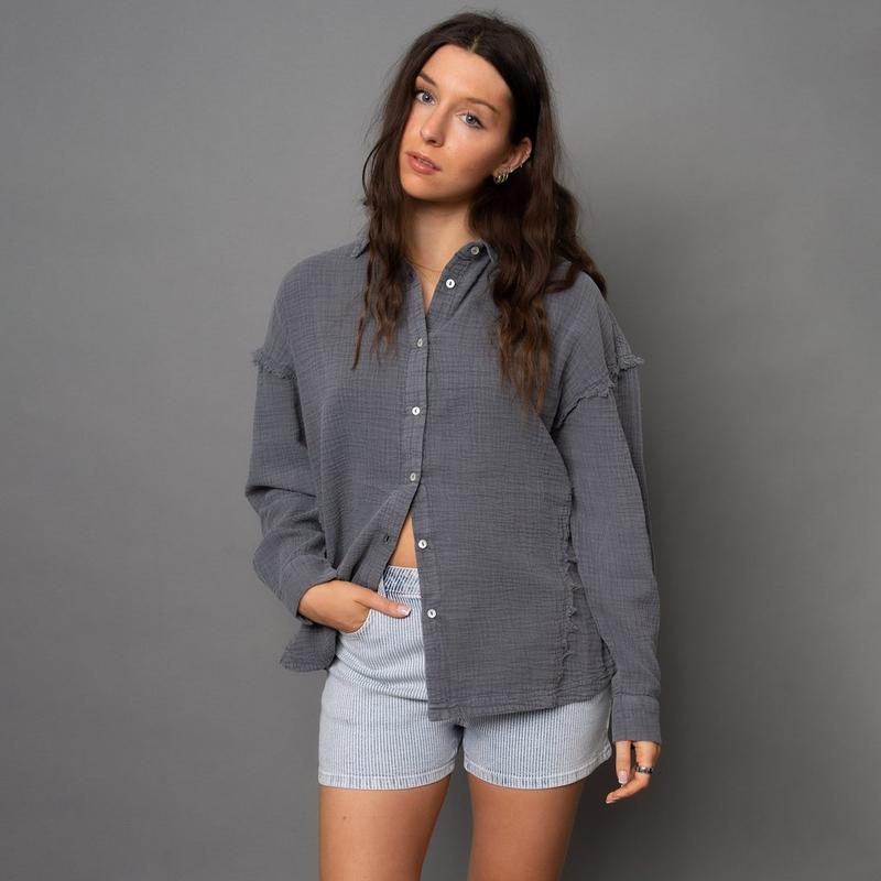 Oak & Ivy Chemise &agrave; manches longues Bubble Gauze pour femmes