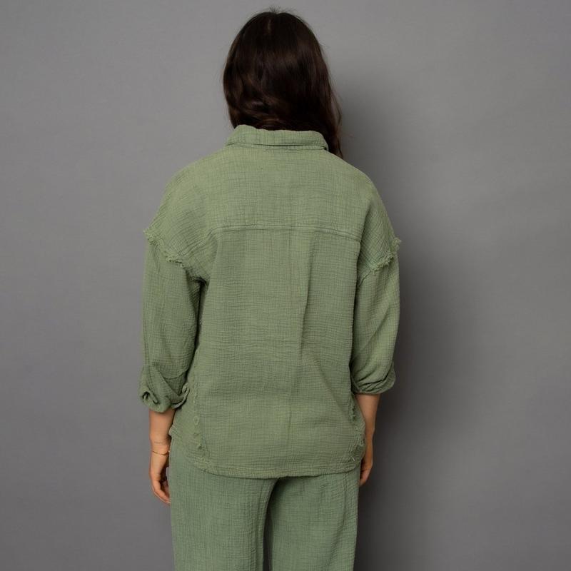 Oak & Ivy Chemise &agrave; manches longues Bubble Gauze pour femmes