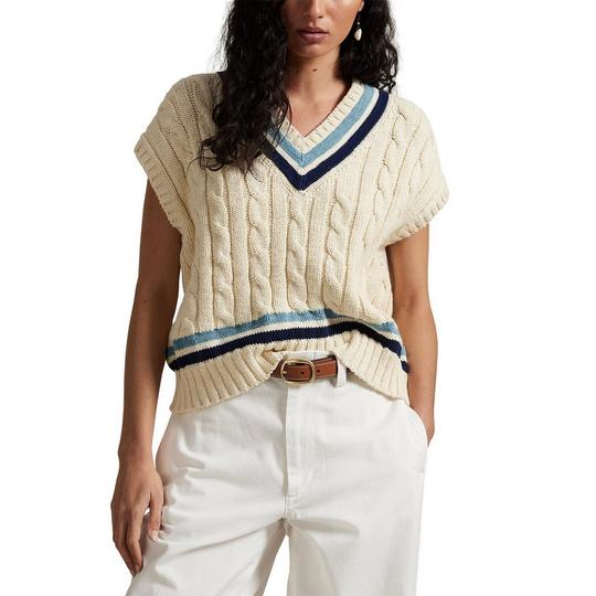 ラルフ・ローレン Lauren Ralph Lauren Cable-knit Cotton Cricket Sweater Vest レディース S Cable-Knit Cotton Cricket Sweater Vest