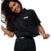 Chemise  court e   manches courtes tiss e Cove Beach pour femmes