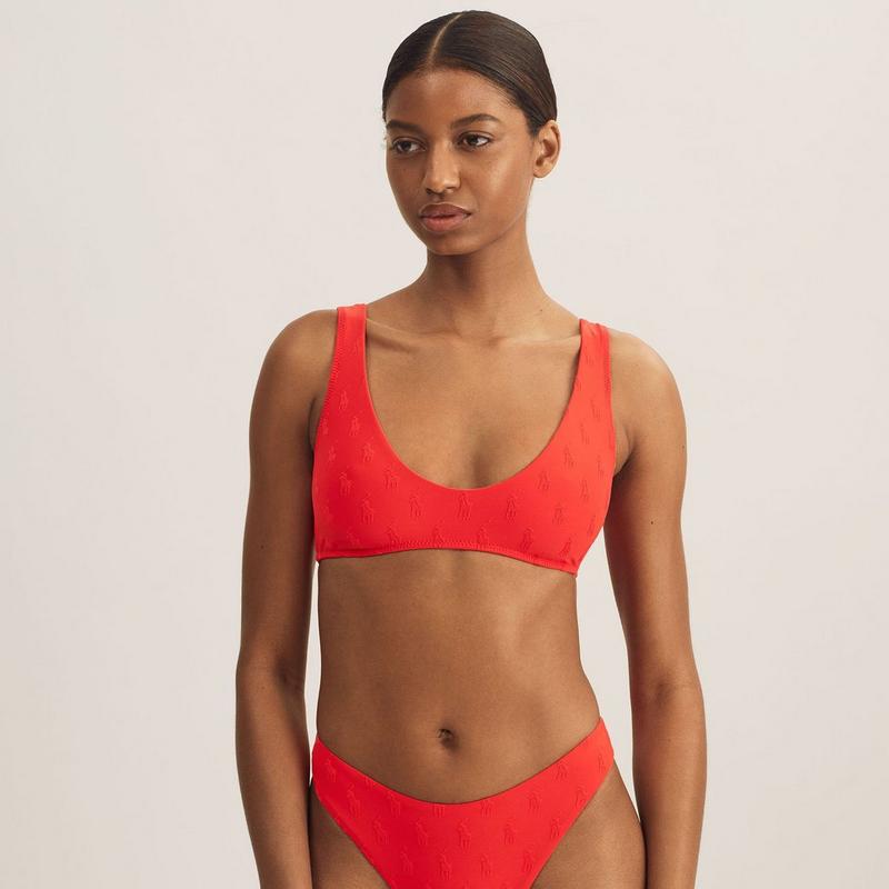 Polo Ralph Lauren Haut de bikini Allover Pony &agrave; encollure d&eacute;gag&eacute;e pour femmes