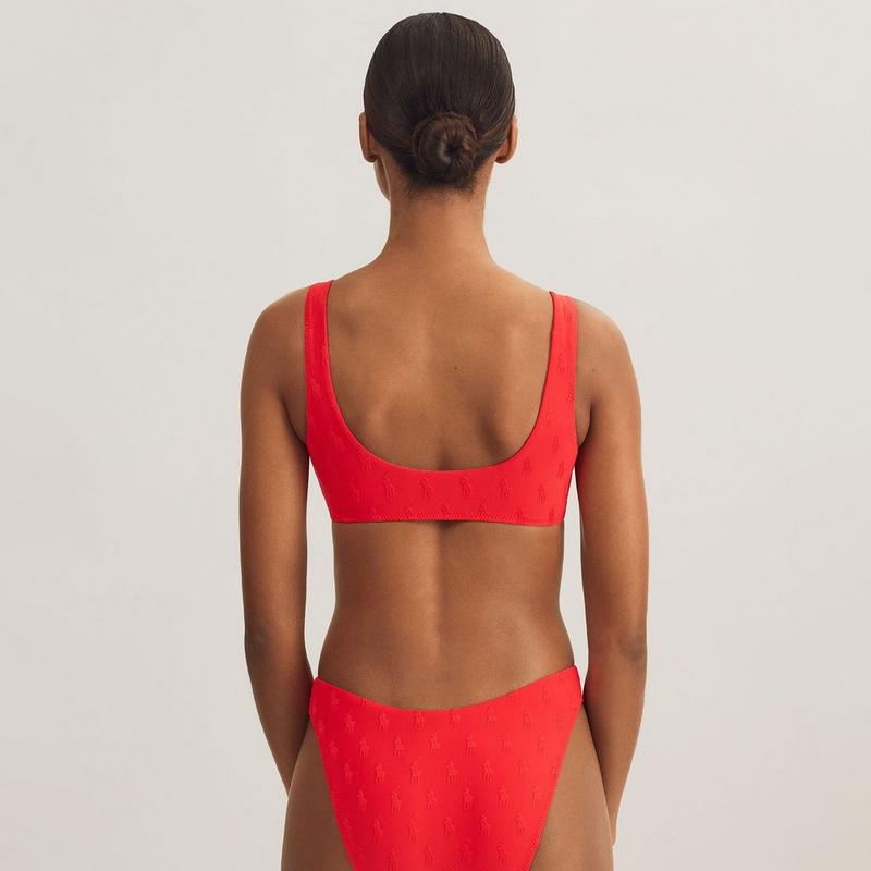 Polo Ralph Lauren Haut de bikini Allover Pony &agrave; encollure d&eacute;gag&eacute;e pour femmes