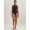 Women s Halter Polo-Collar One-Piece Swimsuit