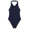 Women s Halter Polo-Collar One-Piece Swimsuit
