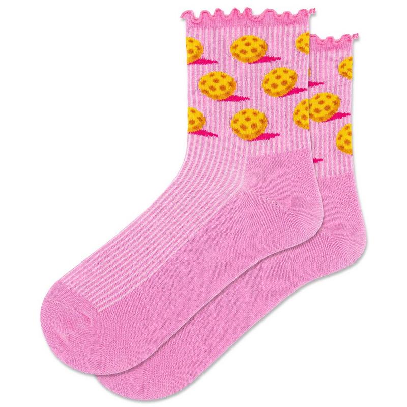 Hot Sox Chaussettes mi-mollet &agrave; finition fronc&eacute;e Pickleball pour femmes