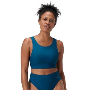 Speedo Women's Solid High Neck Mesh Bikini Top