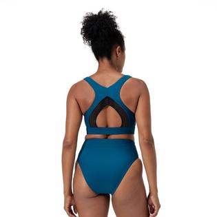 Speedo Women's Solid High Neck Mesh Bikini Top