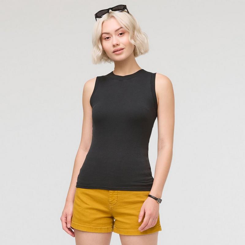DUER Women's Ribbed Pima High Neck Tank Top