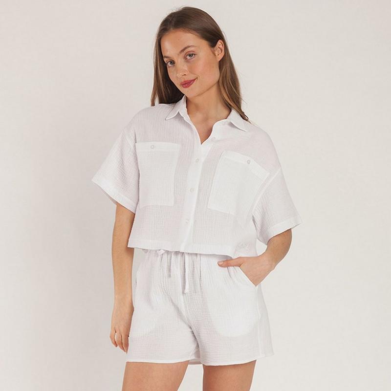 Lazypants Chemise courte en gaze de coton Tori pour femmes