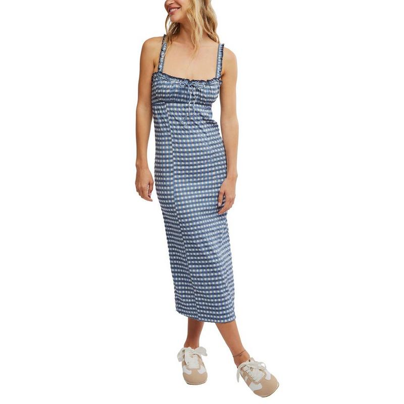 Free People Robe midi &agrave; carreaux Lucinda pour femmes