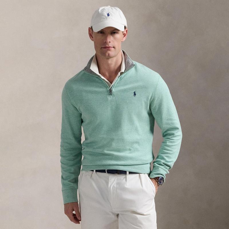 Polo Ralph Lauren Haut &agrave; glissi&egrave;re 1/4 en jersey de luxe pour hommes