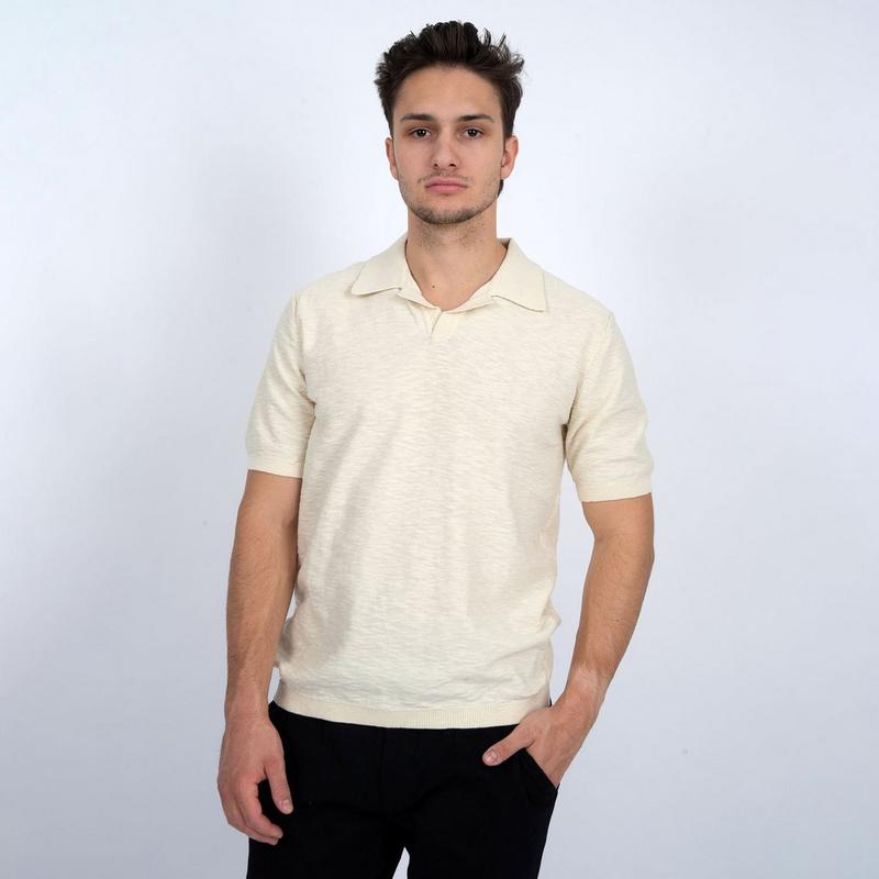 Oak & Ivy Haut &agrave; manches courtes avec col Johnny pour hommes