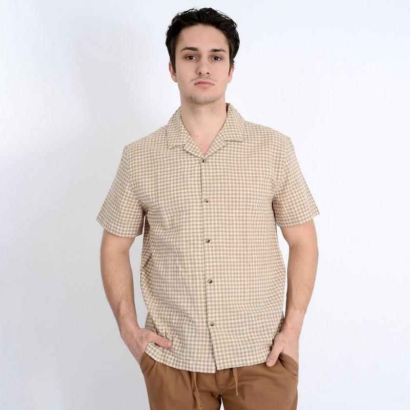 Oak & Ivy Chemise Camp en lin &agrave; manches courtes pour hommes