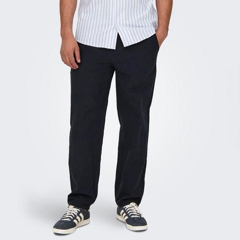 Only & Sons Men's Loose Fit Cotton-Linen Pant