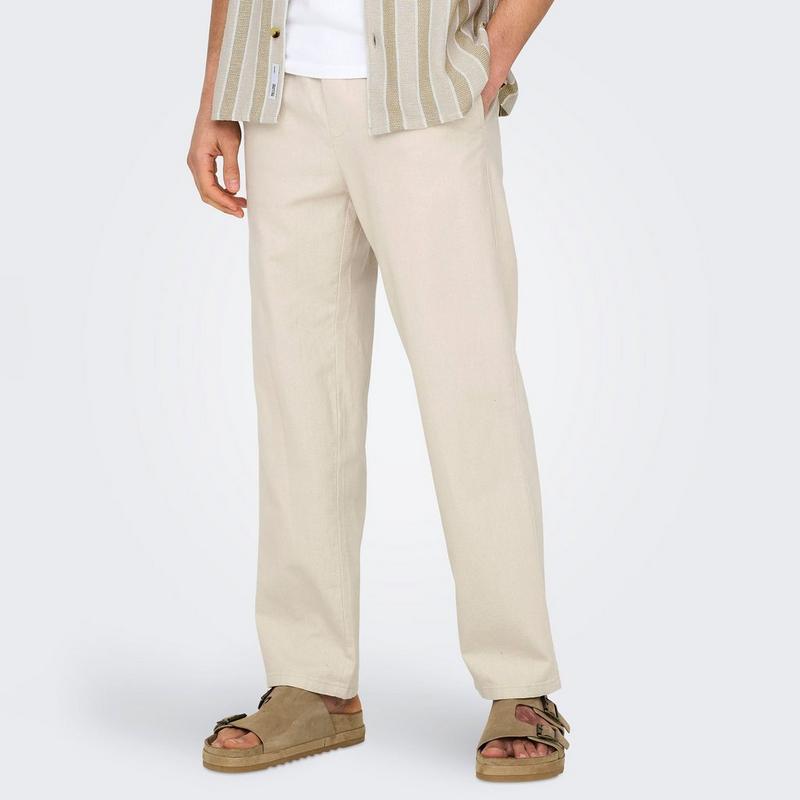 Only & Sons Pantalon ample en coton et lin pour hommes