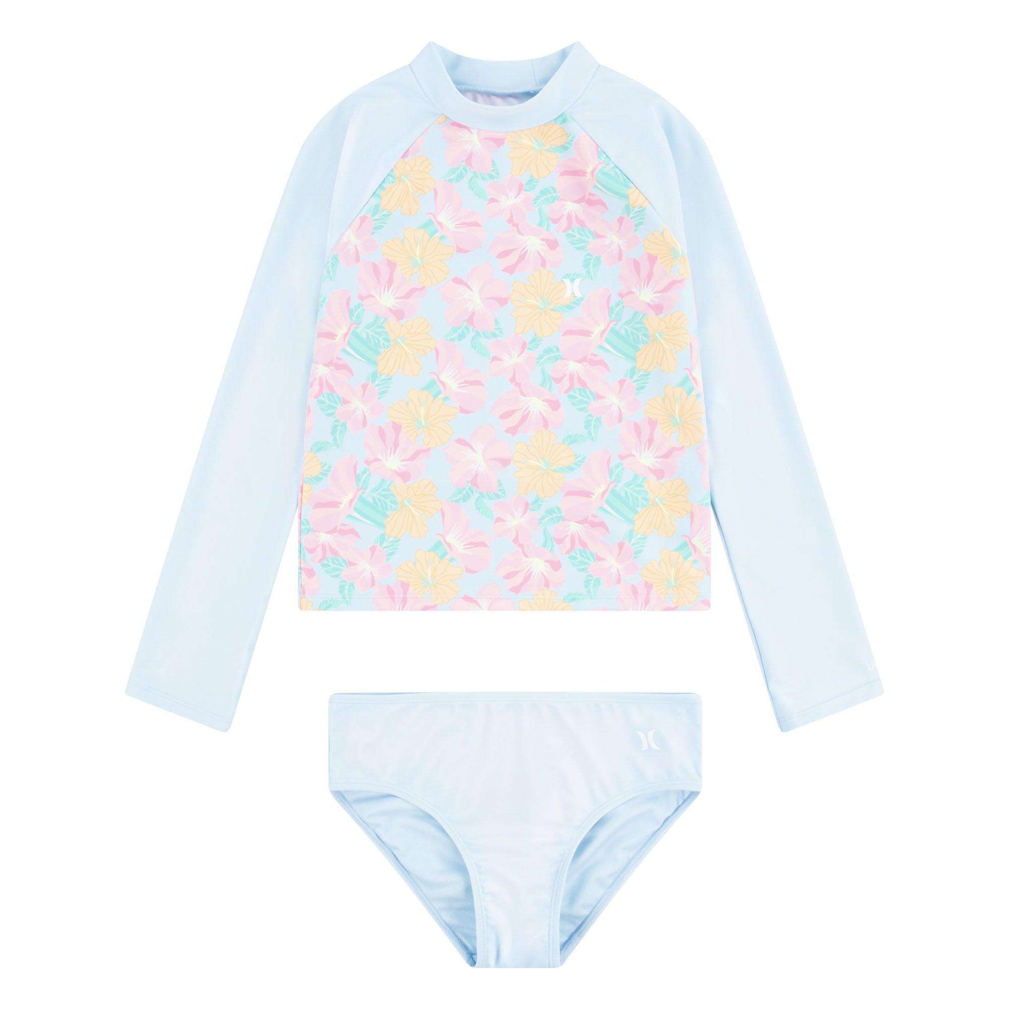 Costume Da Bagno 2 Pezzi Hurley Per Bambine - Maniche Lunghe, UPF 50+, Reversibile