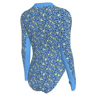 Nike Junior Girls' [7-16] Bubble Script Long Sleeve One-Piece Swimsuit