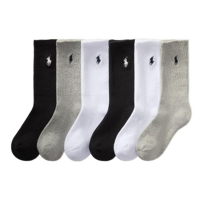Polo Ralph Lauren Chaussette mi-mollet rembourr&eacute;e en m&eacute;lange de coton pour juniors [8-20] (paquet de 6)