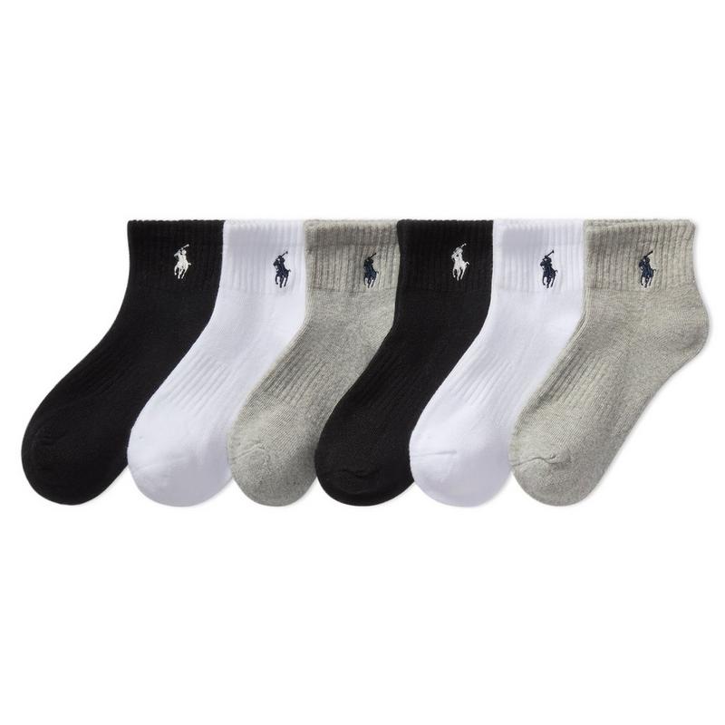 Polo Ralph Lauren Chaussette courte rembourr&eacute;e en m&eacute;lange de coton pour juniors [8-20] (paquet de 6)