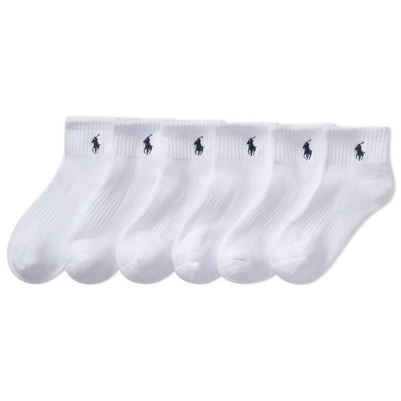 Polo Ralph Lauren Chaussette courte rembourr&eacute;e en m&eacute;lange de coton pour juniors [8-20] (paquet de 6)