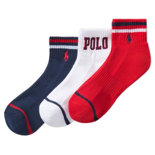 Polo Ralph Lauren Chaussettes courtes Logo pour juniors  8-20   paquet de 3 