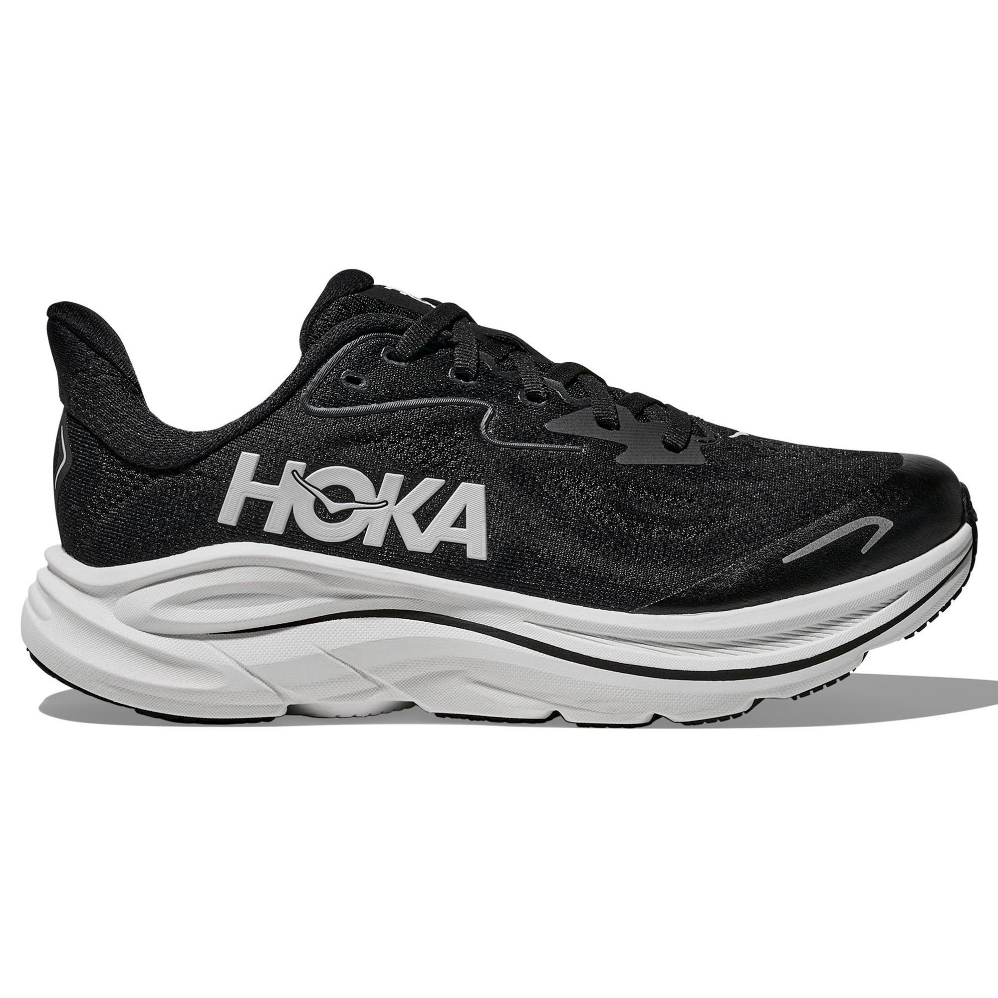 HOKA | Junior's Clifton 10 Running Shoes, Black/white, Size 4