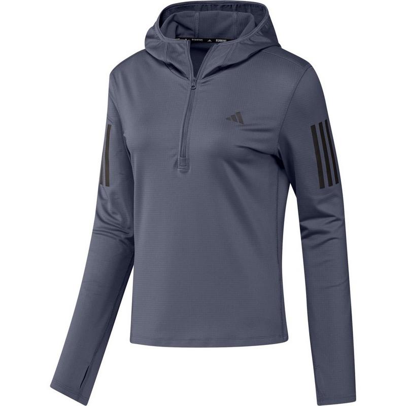 adidas Haut &agrave; demi-glissi&egrave;re et capuchon Own The Run Winterized pour femmes