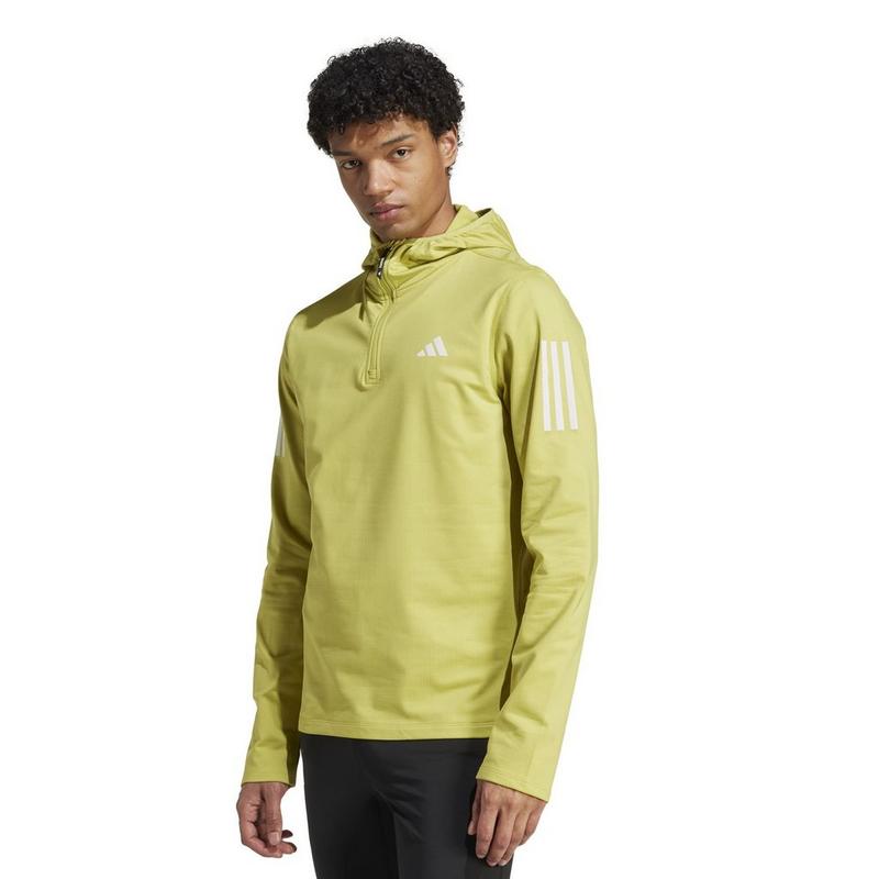 adidas Haut &agrave; demi-glissi&egrave;re et capuchon Own The Run Winterized pour hommes