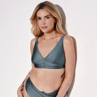 Knix Women's Shimmer Ruched Deep V Bikini Top
