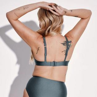 Knix Women's Shimmer Ruched Deep V Bikini Top