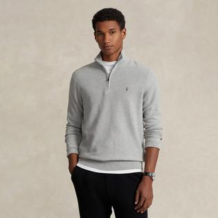 Polo Ralph Lauren Chandail en maille de coton tricoté avec glissière 1/4 pour hommes