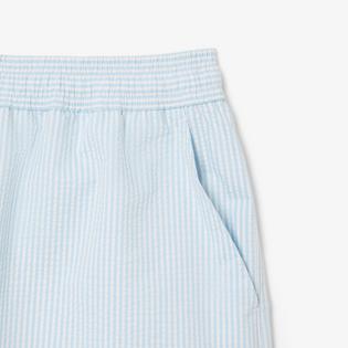 Lacoste Men's Mid-Length Striped Textured Swim Trunk