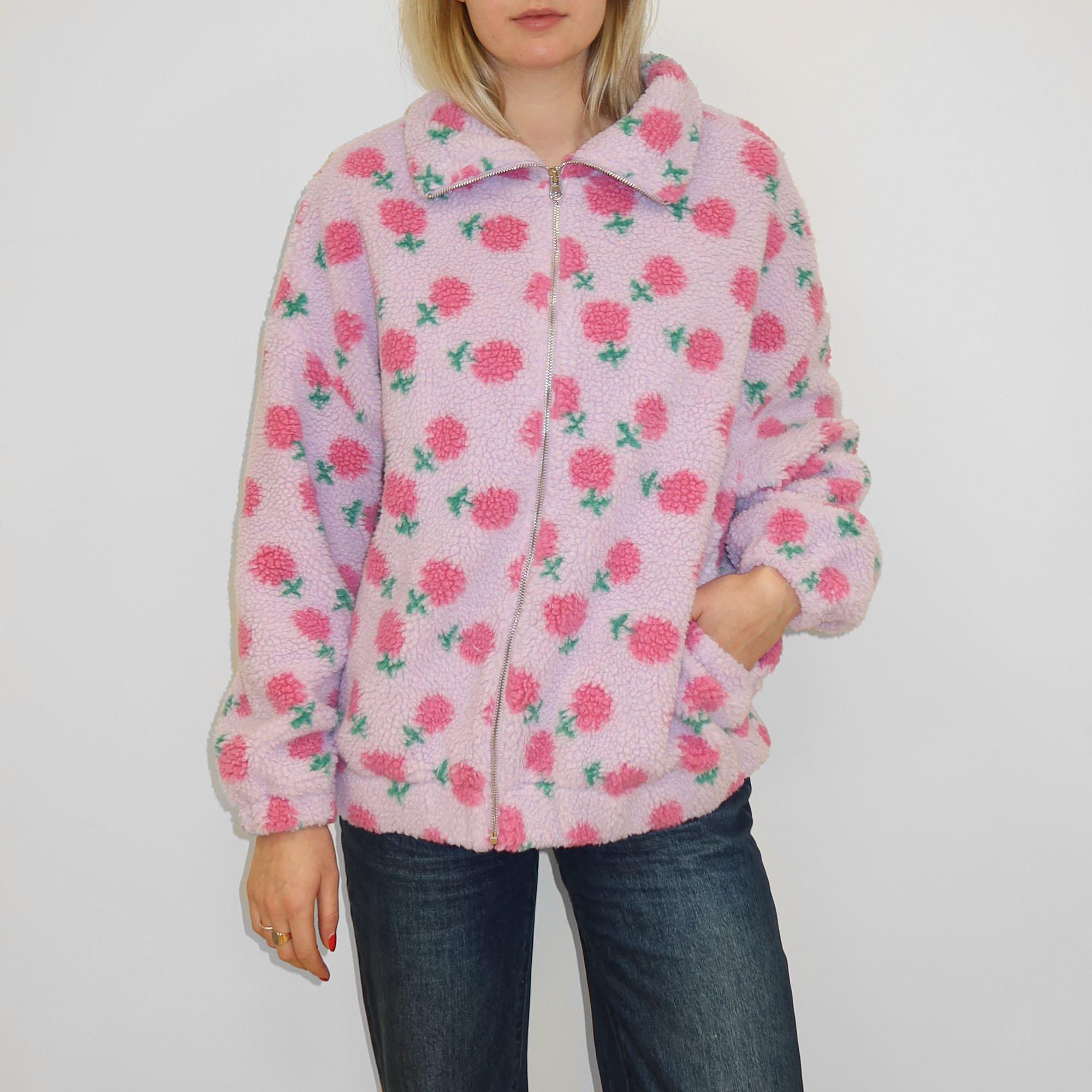 Women's Flower Sherpa Full-Zip Jacket | Brunette The Label