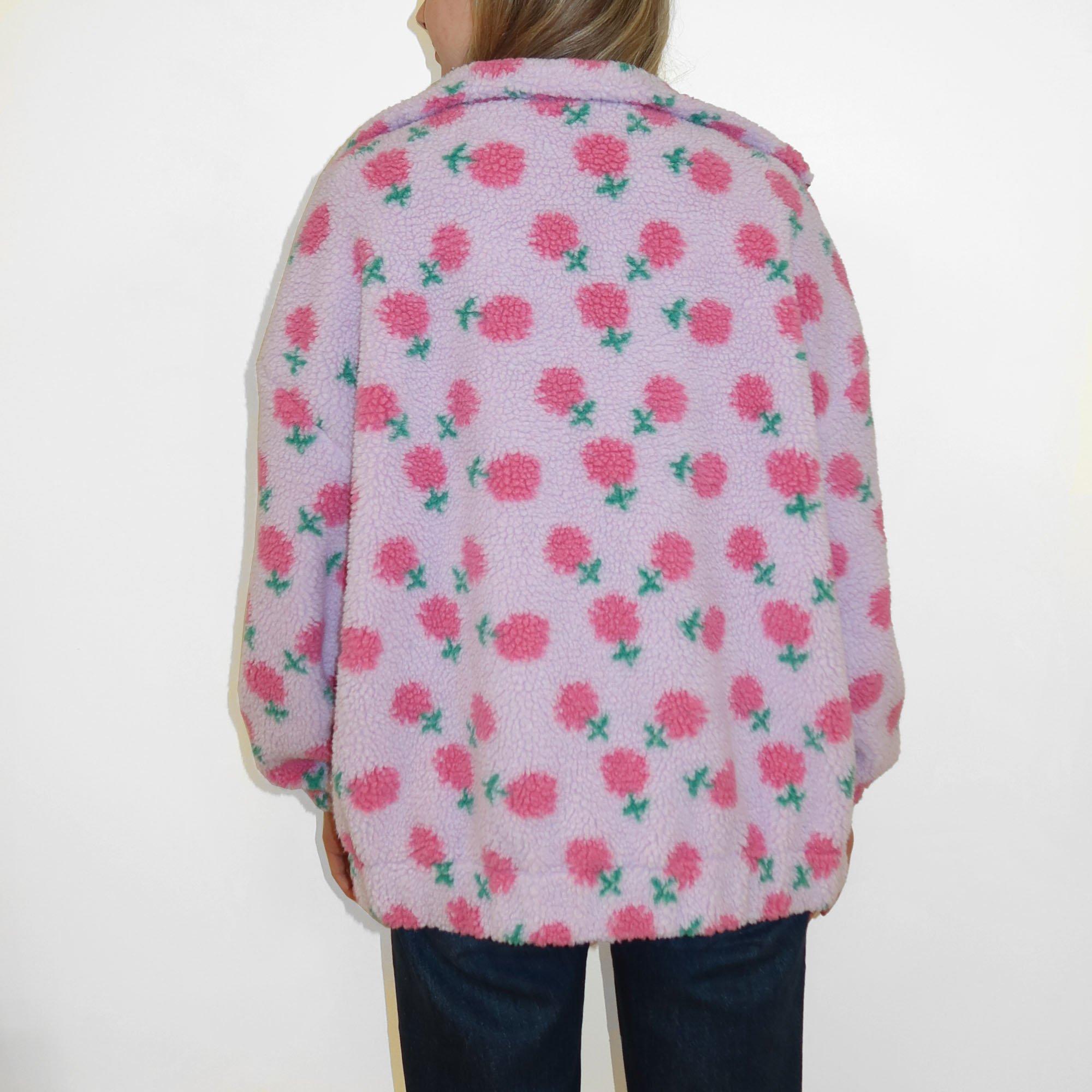 Women's Flower Sherpa Full-Zip Jacket | Brunette The Label