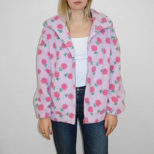 Women's Flower Sherpa Full-Zip Jacket | Brunette The Label
