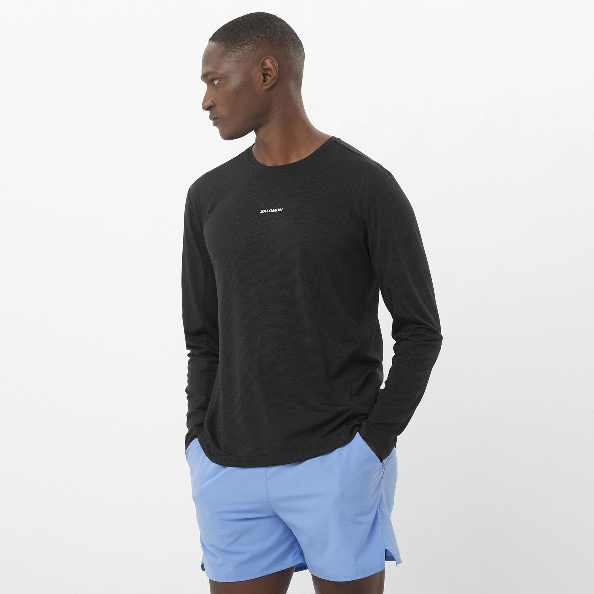 Salomon | Men's SHAKEout Core Long Sleeve Top, Deep Black, Size XL