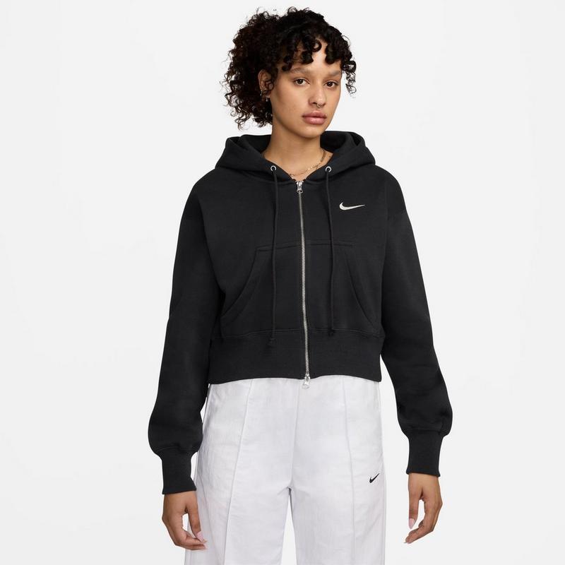 Nike Chandail court et ample en molleton &agrave; capuchon et glissi&egrave;re compl&egrave;te Sportswear Phoenix pour femmes