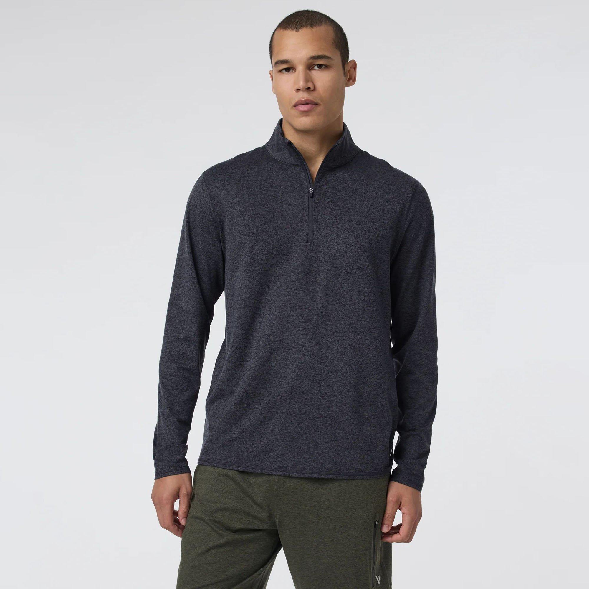 Vuori | Men's Ponto Half-Zip Mock Neck Top, Charcoal Heather, Size Medium