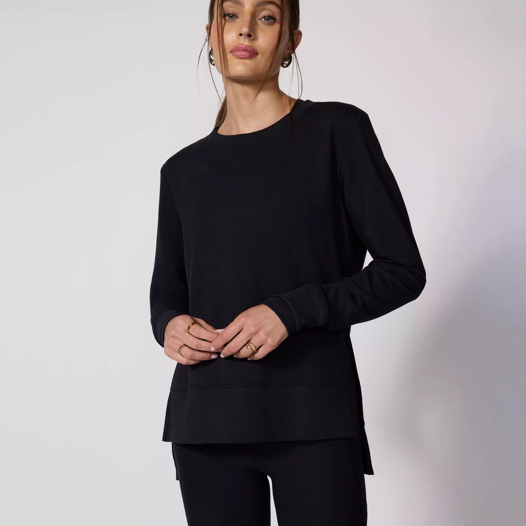 MPG | Women's Cozy Fleece Relaxed Pullover Sweatshirt, Black, Size XL